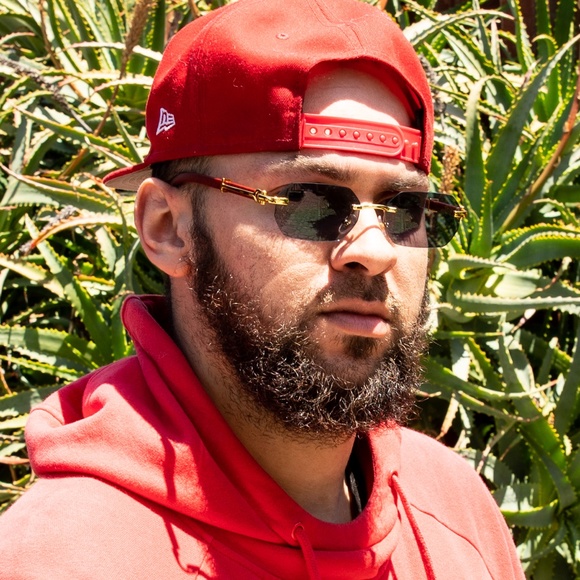 Gray Tint Gold Frame Woodgrain Hip Hop Mens Vintage Sunglasses - Picture 5 of 5